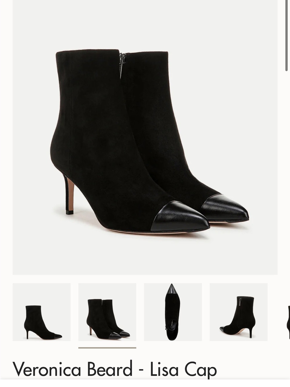 NWOB Veronica Beard Black Suede Ankle Boots with Leather Cap Toe